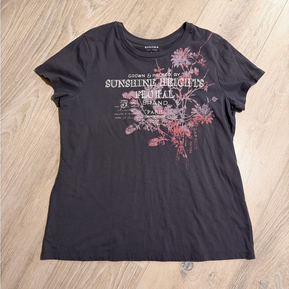 Sonoma Charcoal Floral‎ Print Tee